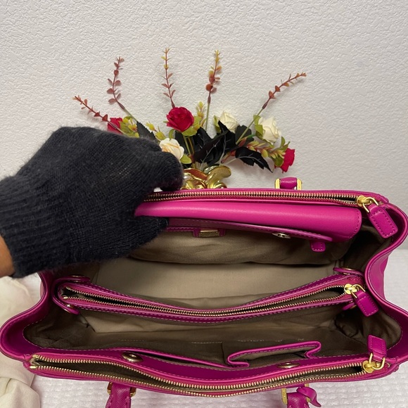 Five (5) Compartments MCM Fuchsia Satchel Bag - Picture 9 of 14
